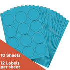 JAM Paper Sceaux autocollants ronds, 1 2/3 po dia., bleu lune, 120/paquet-Bleu lune
