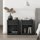 Manhattan Comfort - Ensemble de 2 tables de chevet modernes Evelyn 20" à 1 tiroir - gris charbon-Comprend 1 étagère ouverte et 1 tiroir à extension totale