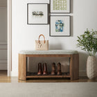 Modway - Ashby Rembourrage géométrique de 45" Banc - Géométrie naturelle-Tablette inférieure à lattes pour le rangement