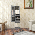 HOMCOM - Armoire à bijoux avec miroir autoportante - 11,75 po L x 57,5 po l x 14,25 po H - gris-Fabriqué en panneau MDF de haute qualité pour une utilisation durable 