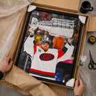 Frameworth - Frederik Andersen Toile encadrée 20 po H x 29 po l Carolina Hurricanes Champions de la Coupe Stanley 2026 - Sous licence officielle LNH/AJLNH-6