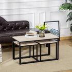 HOMCOM - Table basse gigogne pour salon - bois naturel - Paquet de 3-La table basse 3 pièces peut être utilisée à de multiples fins, comme table d'appoint ou table de chevet