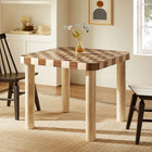 Modway - Oscar Carré de 36 pouces Table à table à table à damier, Chêne et noyer-Table de jeu d’échecs ou de dames