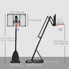Soozier – Panier de basketball ajustable avec panneau et base lestée-Base pouvant être remplie de sable ou d'eau pour plus de stabilité
