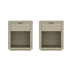 Manhattan Comfort - Ensemble de 2 tables de chevet modernes Evelyn 20" à 1 tiroir - Naturel-Table de nuit moderne pour chambre et salon lot de 2