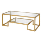 Hudson&Canal - Table basse rectangulaire Athena 45" L - Laiton-Le dessus a une capacité de poids de 60 lb, l'étagère peut supporter 40 lb