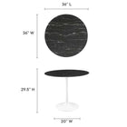 Modway - Lippa Rond de 36 po Faux marbre Table à manger, Blanc Noir-Table en marbre artificiel