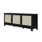 Manhattan Comfort - Meuble TV Sheridan 62,99 po style Mid-Century Modern - Noir-Pieds surélevés encadrés en bois massif pour la mode et la durabilité