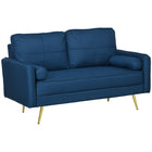 HOMCOM - Canapé d’amour 56 po avec coussins et oreillers - bleu-Canapé 2 places pour petits espaces 
