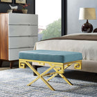 Modway - Rove Velours Performance Velvet Banc - Bleu de mer-Rembourrage en mousse dense pour le confort