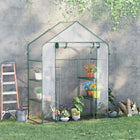 Outsunny - Serre mini 3 niveaux avec 4 étagères, porte enroulable et housse résistante aux intempéries, transparent-Étagères pour accueillir vos pots de plantes  
