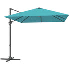 Outsunny - Parasol suspendu carré de patio déporté 8 pi L x 8 pi l avec rotation à 360°, bleu-Parasol déporté de marché attrayant et élégant offrant une protection supplémentaire contre les intempéries grâce à son design supérieur avec inclinaison et manivelle  