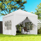 Outsunny - Tente de réception d'extérieur pliante 10 pi l x 10 pi L avec sac de transport, blanc-Structure instantanée en une seule pièce qui se monte en quelques secondes, il suffit de déplier pour ouvrir
