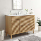 Modway - Render 48" Vanité de salle de bain à un seul lavabo - Oak White-Coiffeuse à grains de noyer