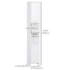 HOMCOM - Armoire de rangement de salle de bain mince avec deux portes et étagère réglable - blanc-Étagère d'armoire réglable pour un ajustement facile   