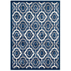 Modway - Kalinda Treillis rustiques vintage marocains Tapis de 5 pi l x 8 pi L - Bleu marocain beige et ivoire-Tapis vintage marocain en treillis
