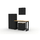 Cat - Ensemble d’armoires de garage (PAA) incluant 1 armoire-vestiaire, 1 armoire murale, 1 armoire de base et un établi de 48 po-Rangement verrouillable sécurisé : Système de verrouillage intégré à 3 points avec clé pour protéger et organiser outils et fournitures.