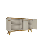 Manhattan Comfort - Buffet moderne mi-siècle Yonkers 160 cm, blanc cassé et cannelle-Style de porte à ouverture à 90° avec fermeture en douceur
