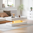 HOMCOM - Table basse haute brillance avec éclairage LED réglable - blanc haute brillance-Bande LED détachable pour plus de commodité