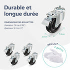 MotionGrey - Roues pivotantes robustes 3 po - Roulettes avec freins - Argent-4
