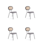 Manhattan Comfort - Ensemble de 4 chaises de salle à manger Jardin 19,09 po style industriel chic, rembourrées, noir et gris-Chaise de salle à manger moderne style industriel chic en rotin parfaite pour la salle à manger lot de 4