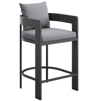Modway - Tahoe Terrasse extérieure Aluminium pour patio Tabouret de comptoir - 36,5 po - Gris-Cadre en aluminium