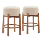 Zuo - Nade Tabouret de comptoir - Beige/Noyer - Ensemble de 2-Pied en bois d’hévéa