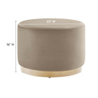 Modway - Tilden Grand velours rond de performance de 23" Rembourré Ottoman - Taupe Natural-Tissu résistant aux taches