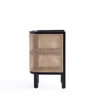 Manhattan Comfort - Table d’appoint chic industrielle Versailles 11,81 po - Noir et canne naturelle - Ensemble de 2-Comprend 2 étagères fixes parfaites pour les magazines et la décoration intérieure