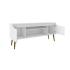 Manhattan Comfort - Meuble TV Bradley 62,99 po style Mid-Century Modern - Blanc-Pieds évasés élégants en bois massif pour une durabilité accrue