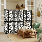 HOMCOM - Paravent autoportant 6 panneaux motif géométrique pour chambre - noir-Ce séparateur de pièce à six panneaux s’étend jusqu’à 94,5 po (240 cm) de large pour une gestion flexible de l’espace  
