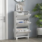 HOMCOM - Armoire à chaussures moderne avec 3 tiroirs basculants pour 12 paires - blanc-Étagères réglables ou amovibles offrant des options de rangement flexibles 