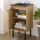 Modway - Chaucer 18" Vanette de salle de bain - Noir de chêne-Porte en rotin