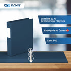 Davis Group Super économie, Reliure à anneaux ronds 1.5 po, paquet de 6 – Bleu Marine-Polypropylène sans PVC