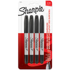 Sharpie - Marqueurs permanents à deux bouts − Noir − Paquet de 4-Une pointe fine et ultra-fine dans un seul marqueur pratique  