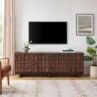 Modway - Knox 71 pouces Meuble TV, Noyer-4 Découpes de gestion des câbles