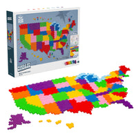 Plus-Plus - Puzzle Plus-Plus par numéro - 1400 pièces Carte des États-Unis - Ensemble de 1400-Retournez l'affiche pour découvrir plus de 700 faits intéressants sur les États : drapeaux, devises, capitales des États et bien plus encore