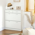 HOMCOM - Armoire à chaussures d’entrée avec 2 tiroirs basculants pour 12 paires - blanc-Deux tiroirs coulissants offrent un espace de rangement supplémentaire