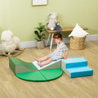 Qaba - Ensemble de jeu souple 6 pièces pour tout-petits : grimper, ramper et glisser - Bleu/Vert-La mousse souple et robuste garantit un jeu sûr et un plaisir durable. 