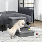 PawHut - Escalier pour animaux à 3 niveaux pour lit ou canapé haut avec boîte de rangement-Le dessus des marches peut être ouvert et utilisé pour le rangement 
