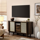 Modway - Reid 63" Buffet courbé - Noyer-Portes coulissantes en rotin synthétique