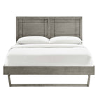 Modway - Marlee Bois Plate-lit complet avec cadre angulaire, Gris-Tête de lit complète avec détails de vitres