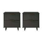 Manhattan Comfort - Table de nuit moderne Granville 18,11" à 2 tiroirs - Gris foncé - Lot de 2-Moderne-contemporain avec une touche de glamour - Table de nuit pour chambre et salon, lot de 2