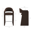 Modway - Talia 41 pouces Cuir végane Tabouret de bar - Marron chocolat-Conception du canon arrière courbé