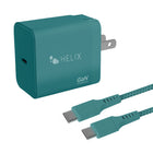 Helix - Chargeur mural USB-C + USB-A avec câble - 40 W, Bleu-40 W Chargement