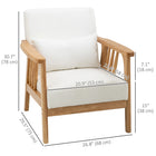HOMCOM - Fauteuil d’appoint avec assise et dossier rembourrés pour chambre - blanc crème-Un coussin supplémentaire, un dossier rembourré et un coussin d'assise à ressorts en S à l'intérieur offrent un confort d'enfoncement 
