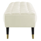 Modway - Adept 60" Performance Velvet Banc - Ivoire-Capuchons de pied en métal doré