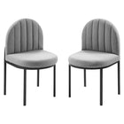 Modway - Isla Tissu rembourré Fauteuil d’appoint de salle à manger Ensemble de 2 - Noir Gris clair-Fauteuil à manger Glam Deco
