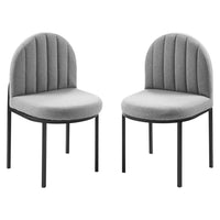 Modway - Isla Tissu rembourré Fauteuil d’appoint de salle à manger Ensemble de 2 - Noir Gris clair-Fauteuil à manger Glam Deco