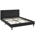 Modway - Linnea Imitation cuir Lit plein, Noir-Cadre de lit à plateforme avec tête de lit